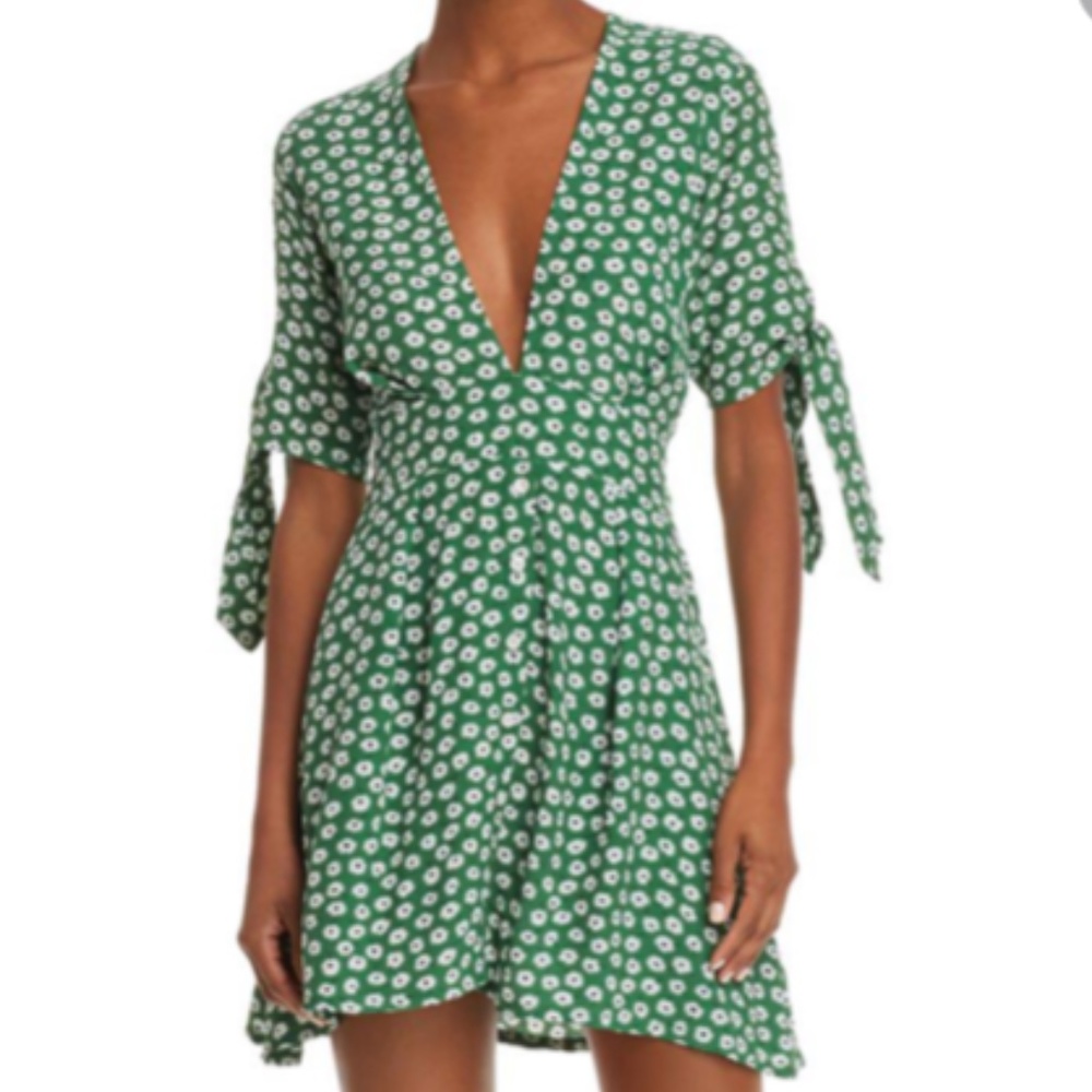 Faithfull The Brand Danica green romantic dress